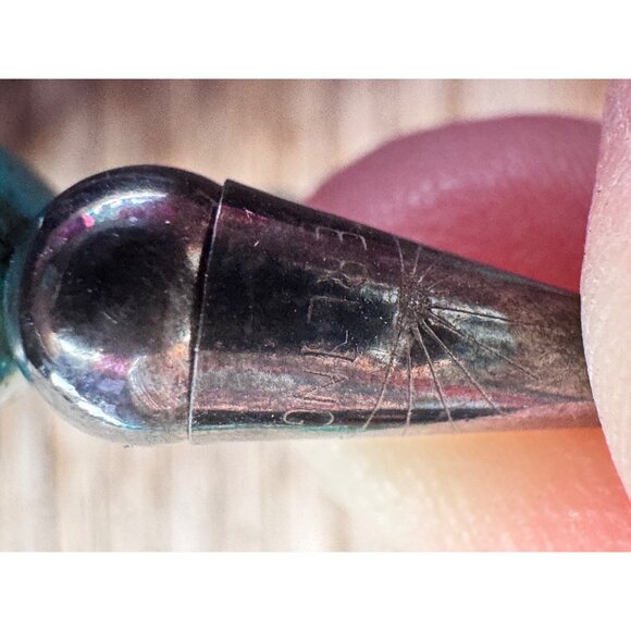 Vintage Turquoise Nugget Bead Necklace Sterling Silver Ends Hook Clasp Southwest - Picture 11 of 11